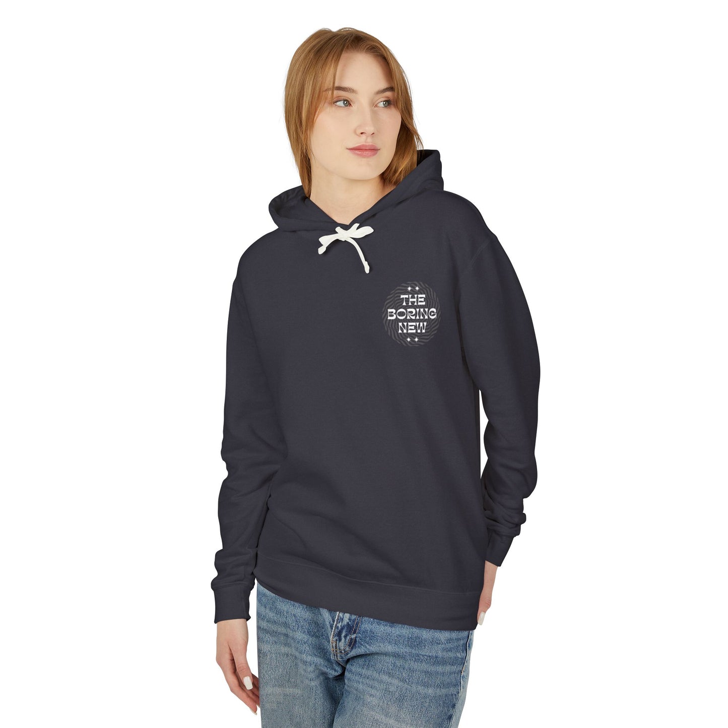 Unisex Lightweight Hooded Sweatshirt - "The Boring New" Graphic