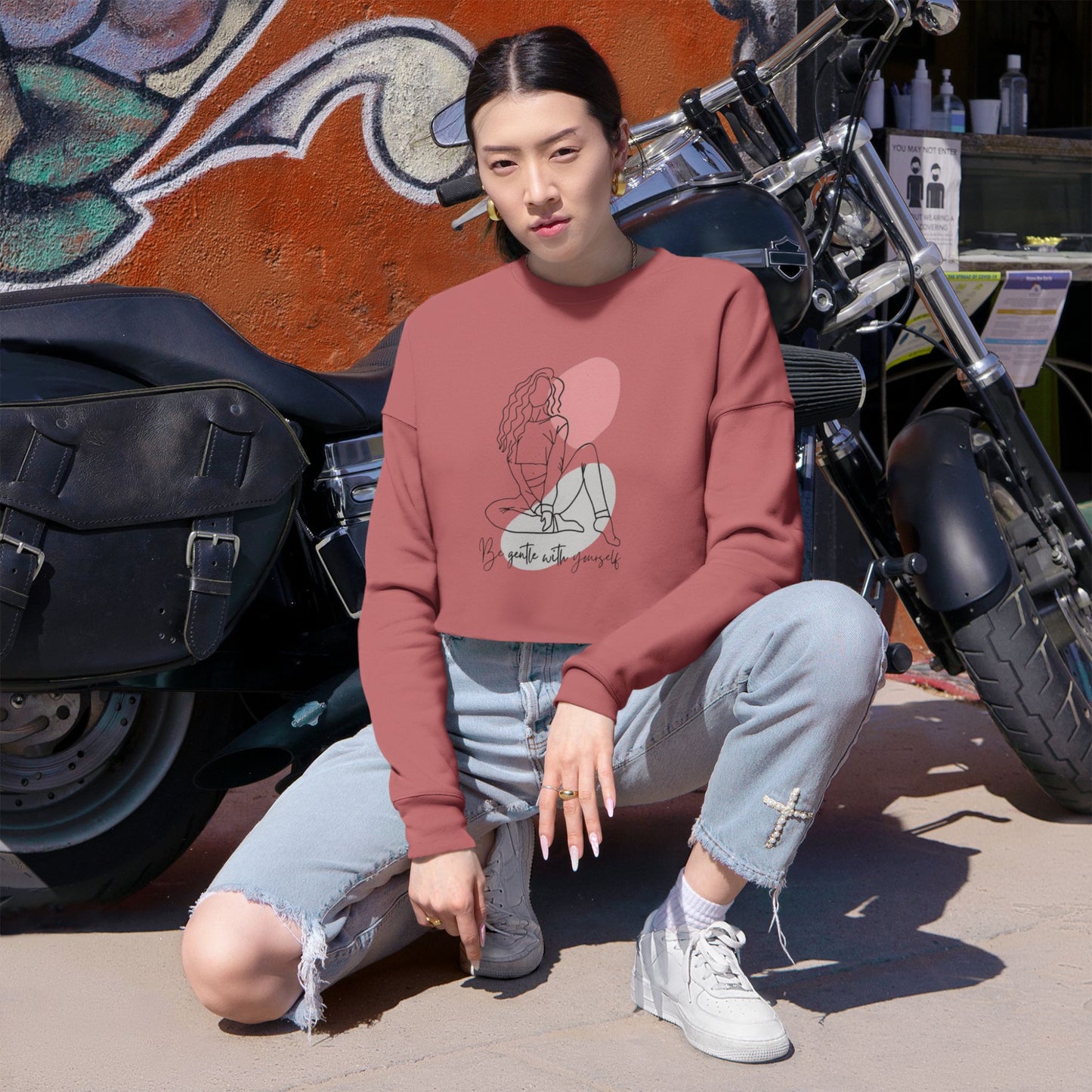 Cropped Sweatshirt - Be Nice to Yourself - The Boring New