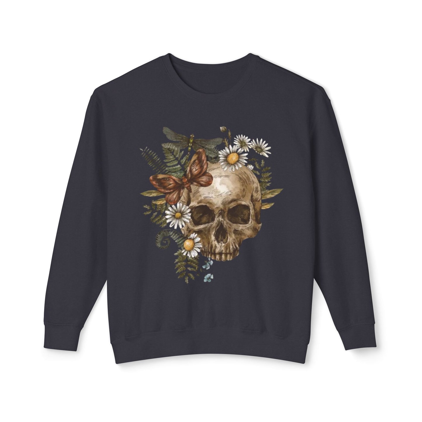 Butterfly Skull Lightweight Crewneck Sweatshirt - The Boring New