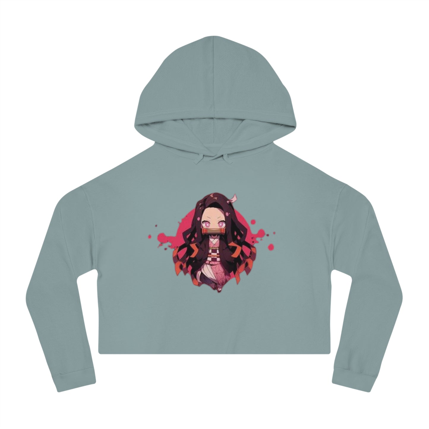 Cute Anime-Inspired Women's Cropped Hooded Sweatshirt - The Boring New