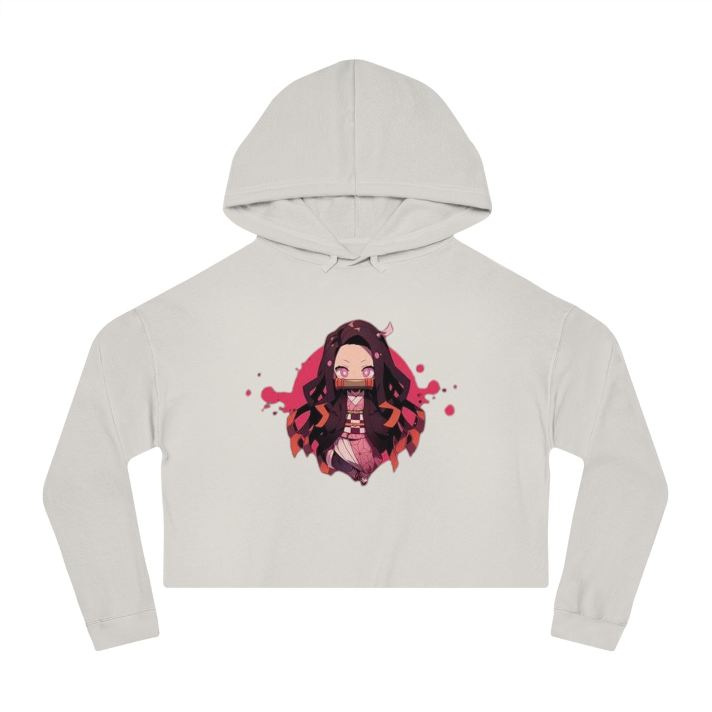 Cute Anime-Inspired Women's Cropped Hooded Sweatshirt - The Boring New