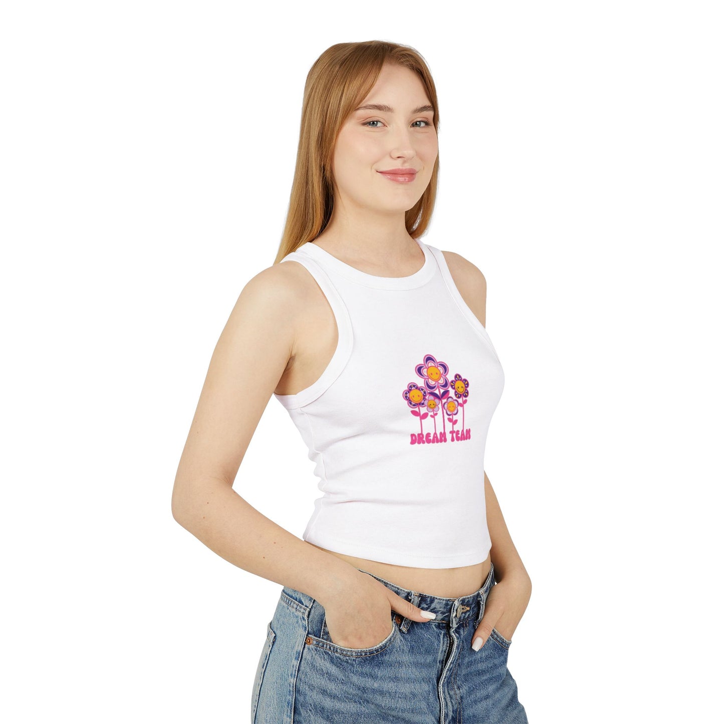 Dream Team Floral Women's Micro Rib Racer Tank Top- The Boring New