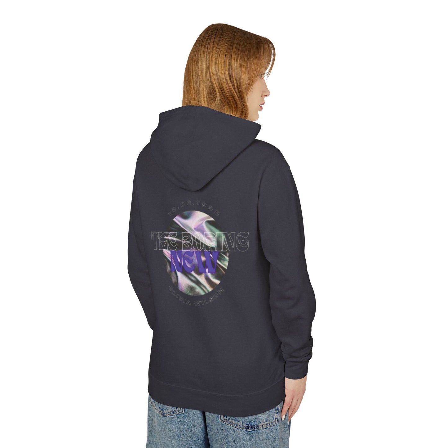 Unisex Lightweight Hooded Sweatshirt - "The Boring New" Graphic