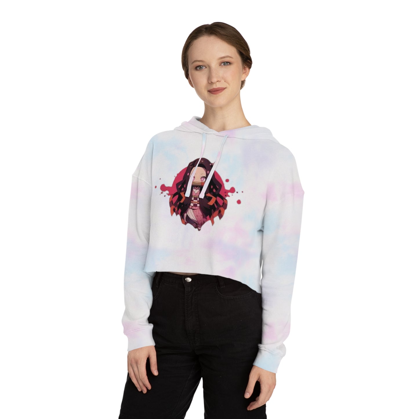 Cute Anime-Inspired Women's Cropped Hooded Sweatshirt - The Boring New