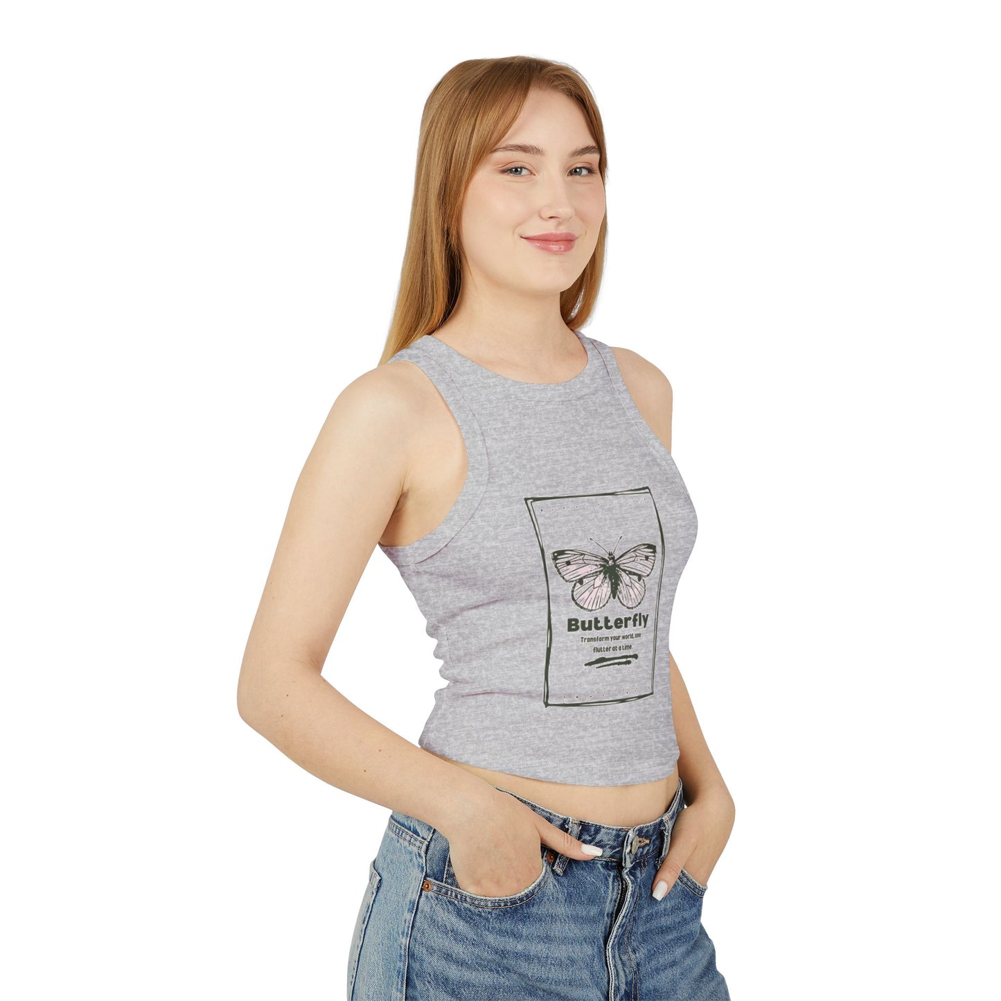 Butterfly Graphic Women's Micro Rib Racer Tank Top - The Boring New