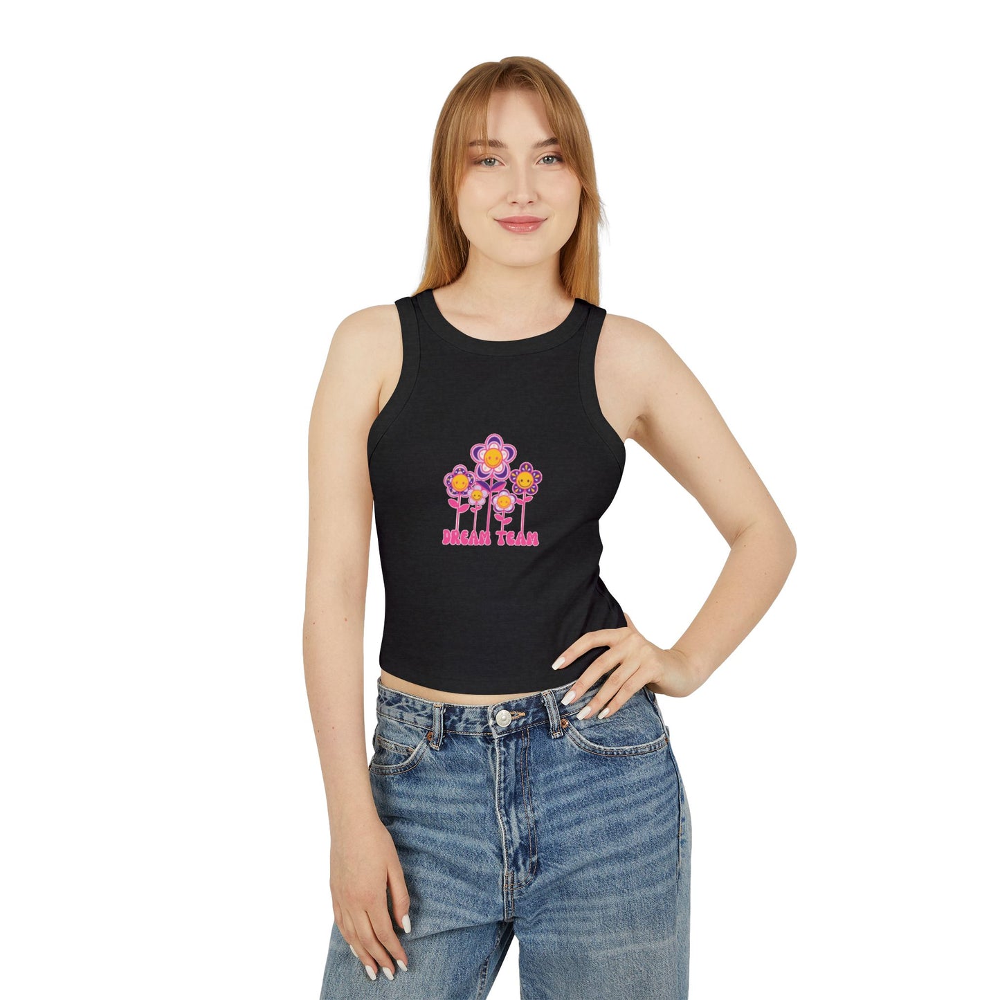 Dream Team Floral Women's Micro Rib Racer Tank Top- The Boring New