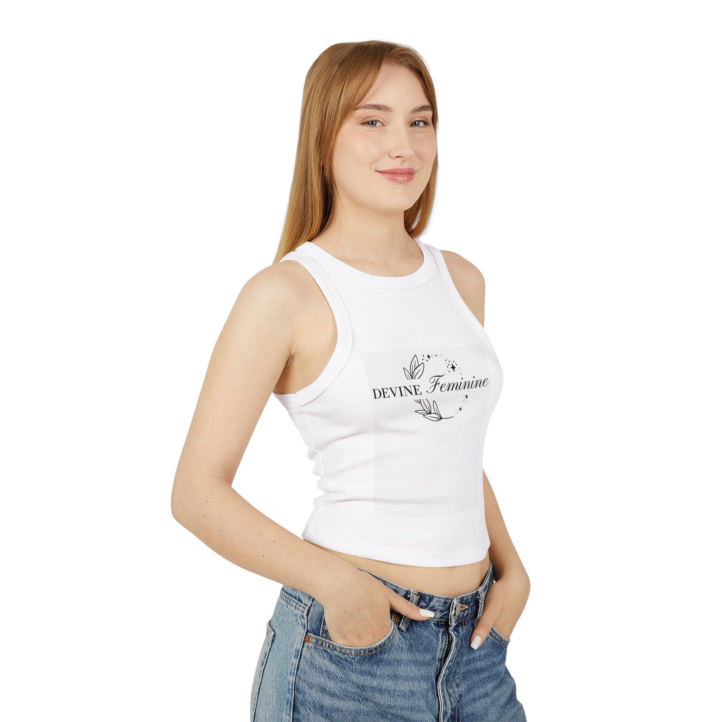Devine Feminine Micro Rib Racer Tank Top - The Boring New
