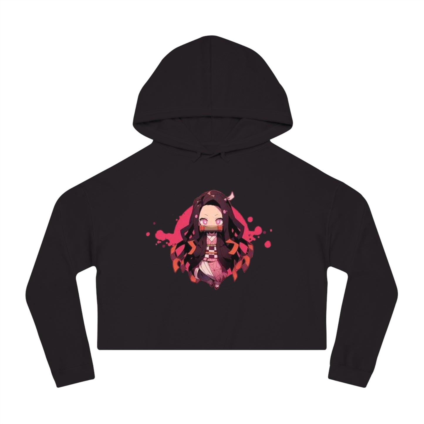 Cute Anime-Inspired Women's Cropped Hooded Sweatshirt - The Boring New