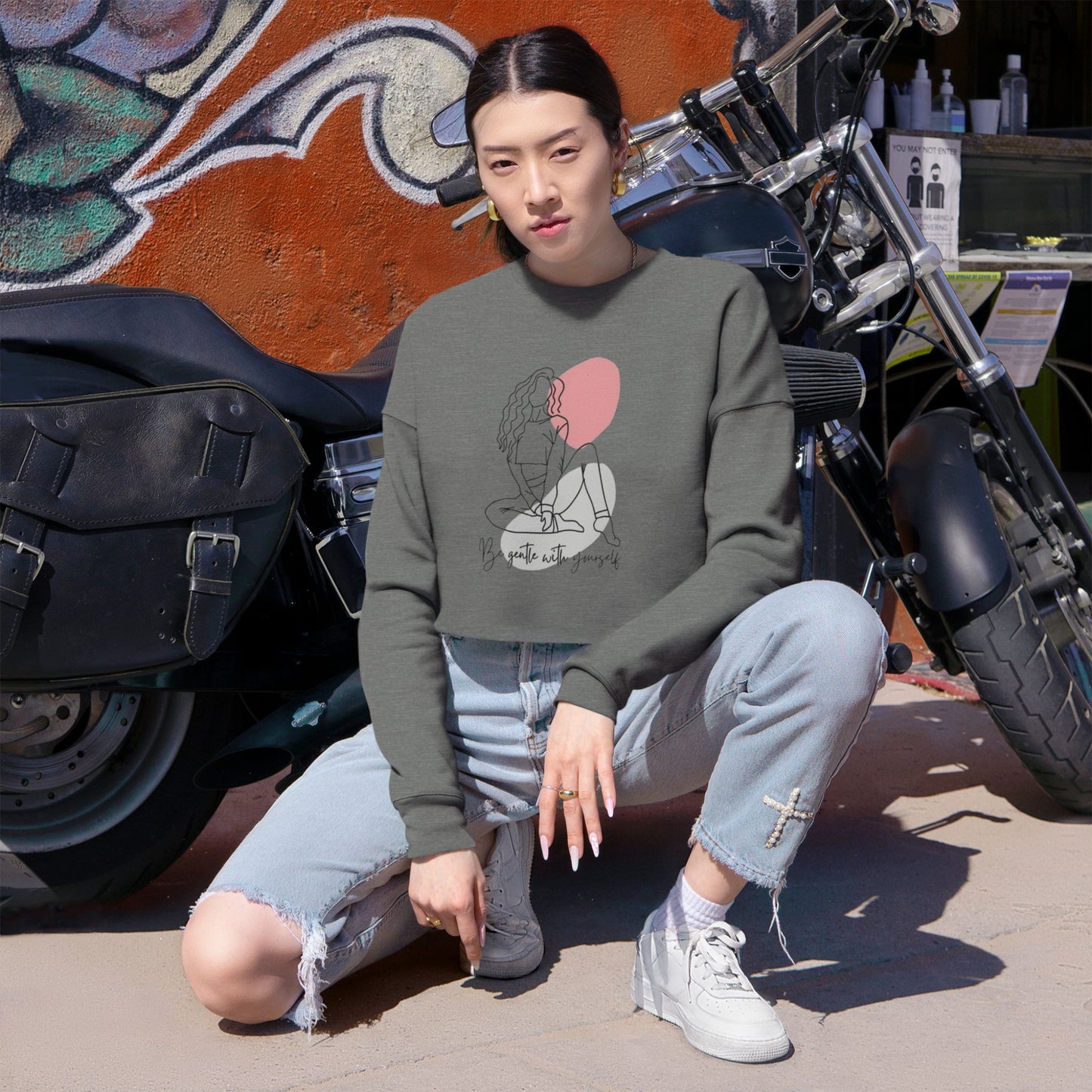Cropped Sweatshirt - Be Nice to Yourself - The Boring New