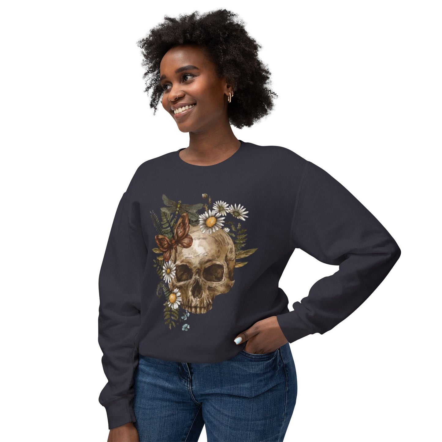 Butterfly Skull Lightweight Crewneck Sweatshirt - The Boring New