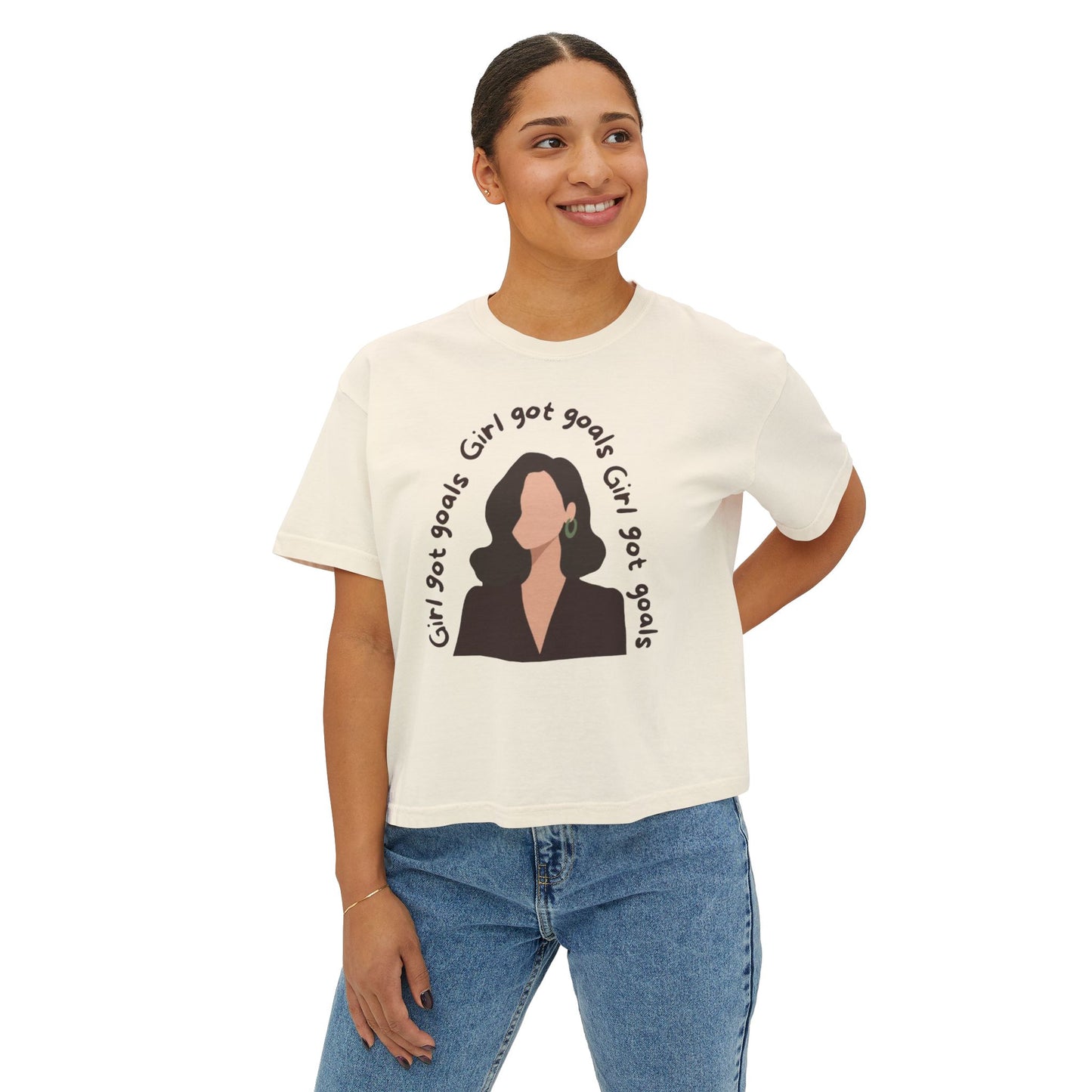 Motivational Women's Boxy Tee - 'Girl Got Goals'