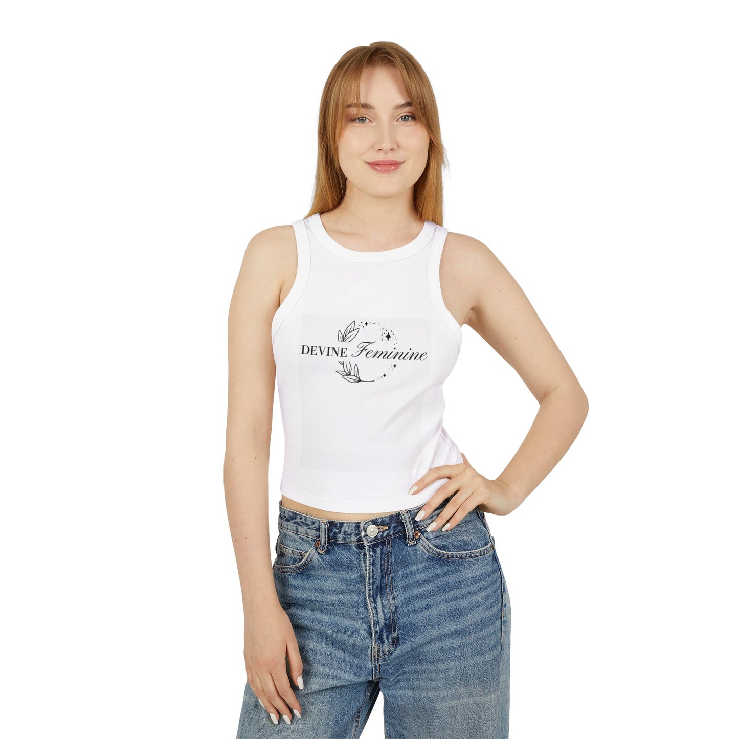 Devine Feminine Micro Rib Racer Tank Top - The Boring New