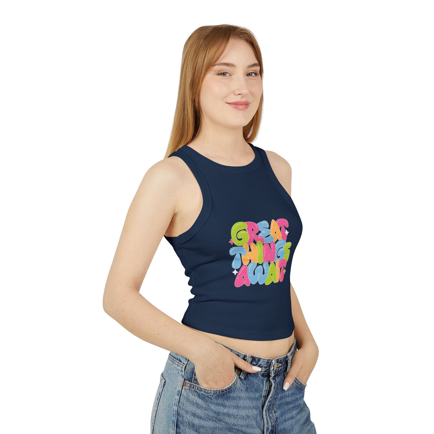 Great Things Await Racer Tank Top for Women – The Boring New