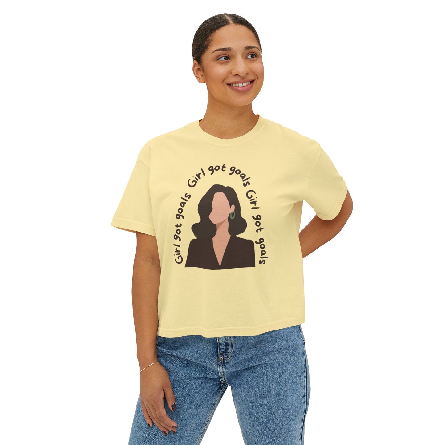 Motivational Women's Boxy Tee - 'Girl Got Goals'