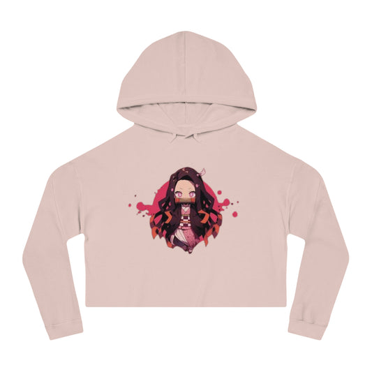 Cute Anime-Inspired Women's Cropped Hooded Sweatshirt - The Boring New