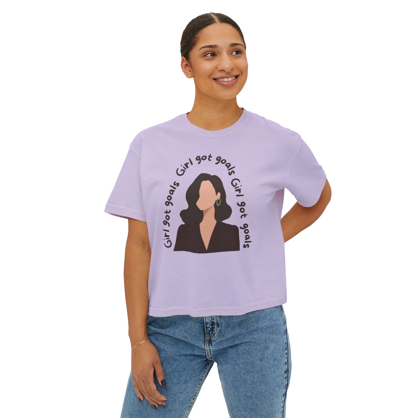 Motivational Women's Boxy Tee - 'Girl Got Goals'