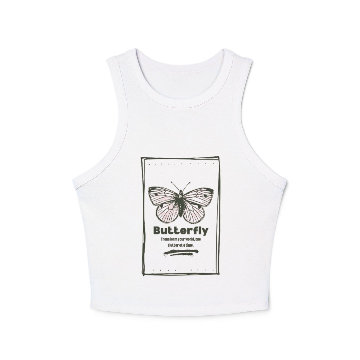 Butterfly Graphic Women's Micro Rib Racer Tank Top -  The Boring New