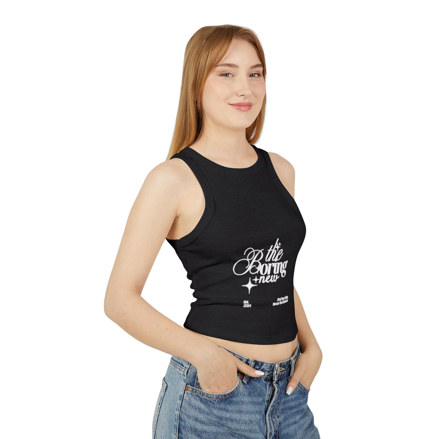 Trendy Women's Racer Tank Top - 'The Boring New' Design