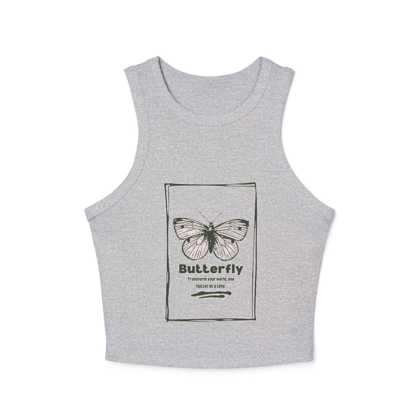 Butterfly Graphic Women's Micro Rib Racer Tank Top -  The Boring New