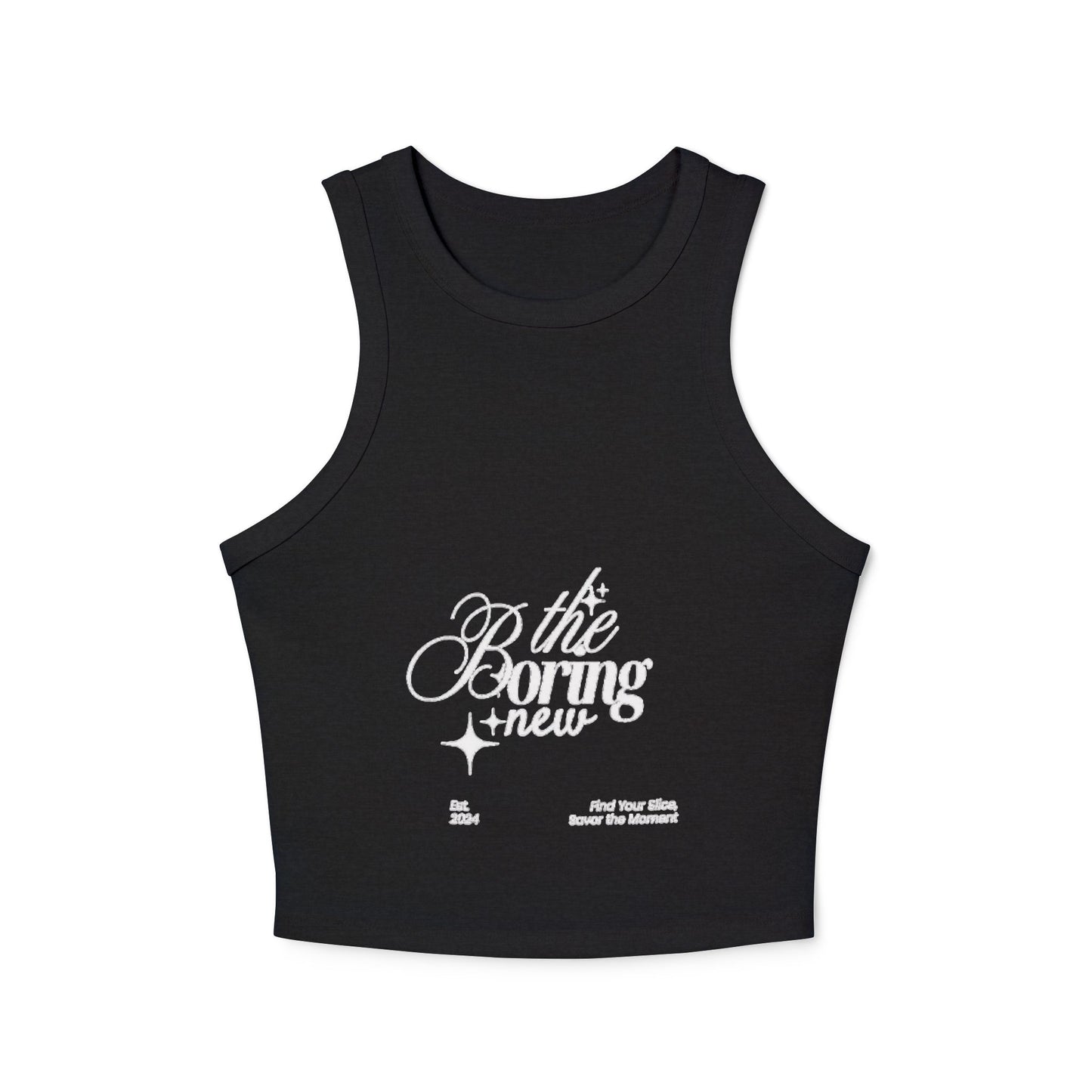 Trendy Women's Racer Tank Top - 'The Boring New' Design