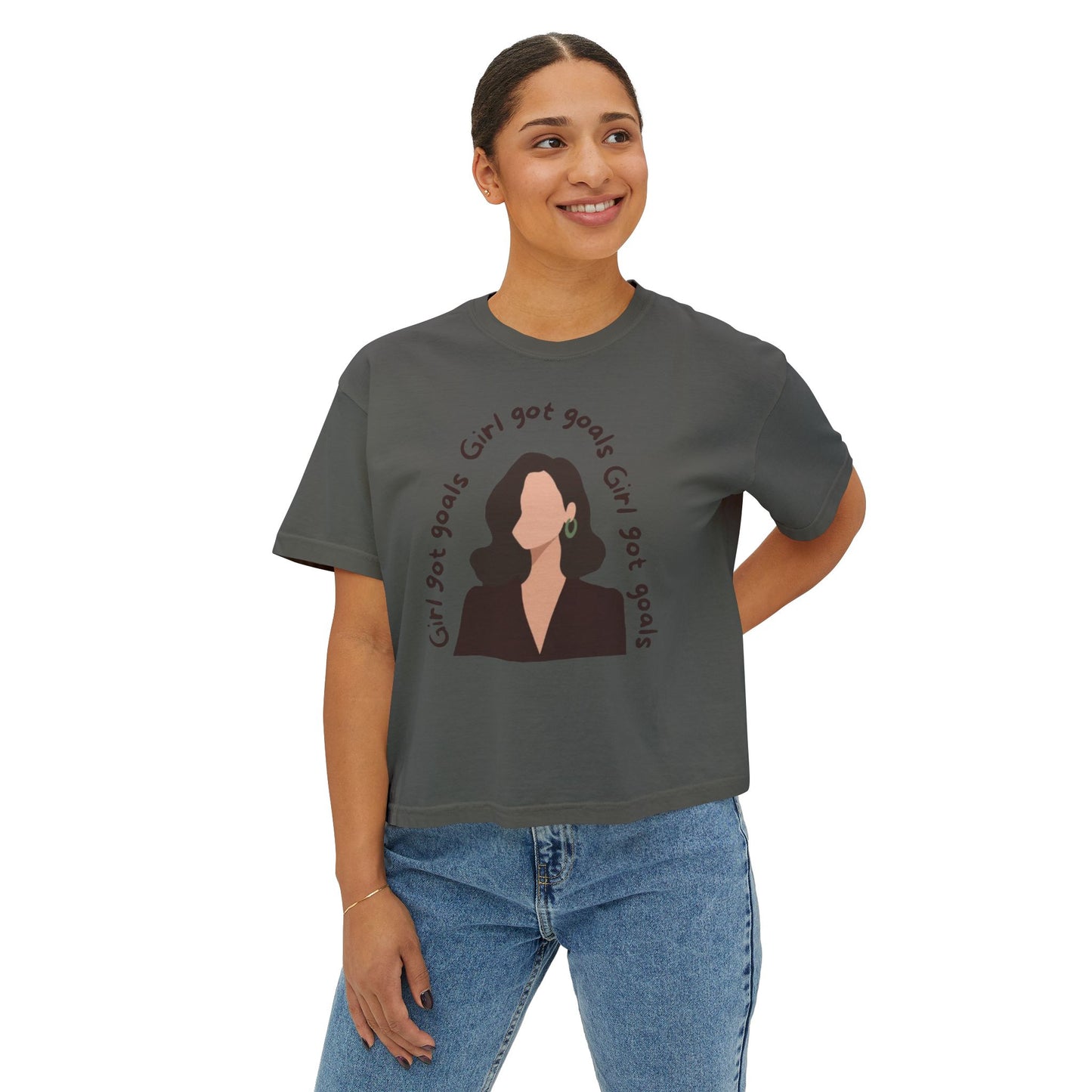 Motivational Women's Boxy Tee - 'Girl Got Goals'
