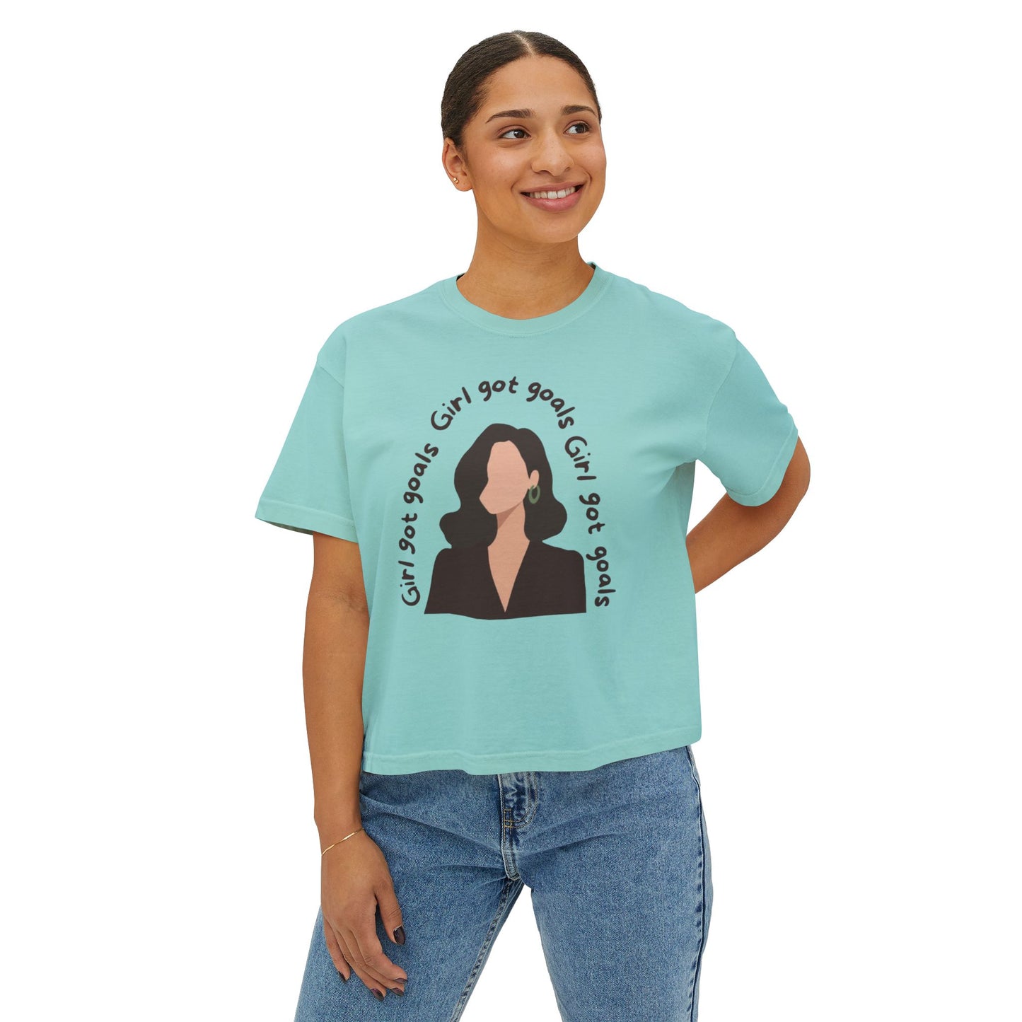 Motivational Women's Boxy Tee - 'Girl Got Goals'