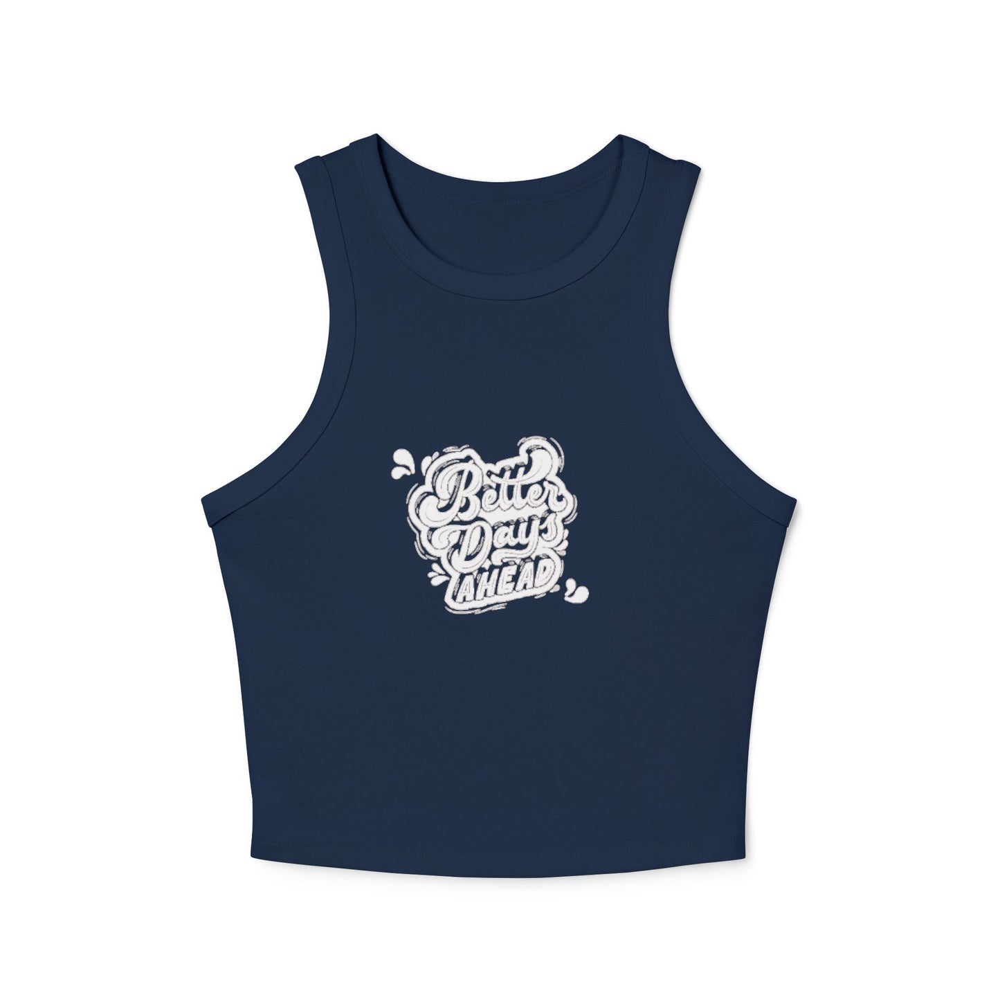 Positive Vibes Women's Micro Rib Racer Tank Top - The Boring New