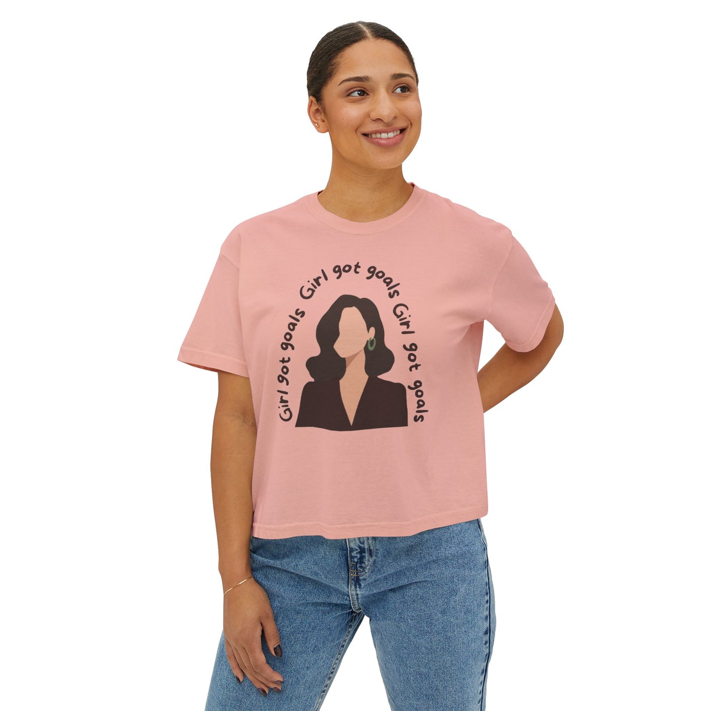 Motivational Women's Boxy Tee - 'Girl Got Goals'