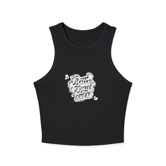 Positive Vibes Women's Micro Rib Racer Tank Top - The Boring New